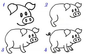 Как нарисовать свинью на новый год 2020